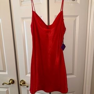 Cowl neck satin mini dress